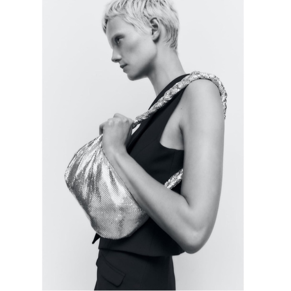 NWT Zara Sparkly Silver Shoulder Bag